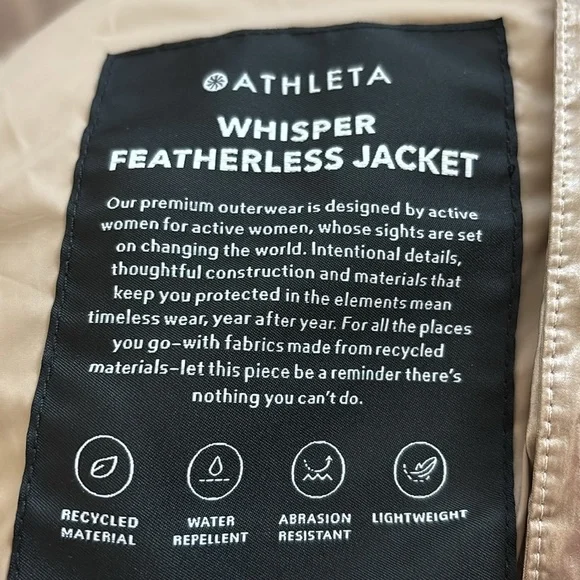 Athleta Whisper Featherless Jacket. Size M. - Picture 9 of 9